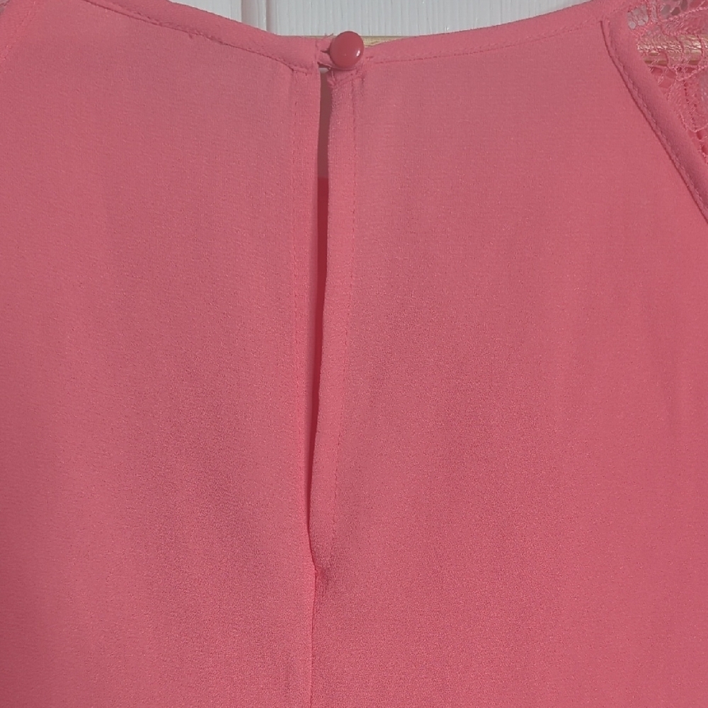 LC Lauren Conrad Pink Lace Sleeve Blouse - Picture 7 of 7